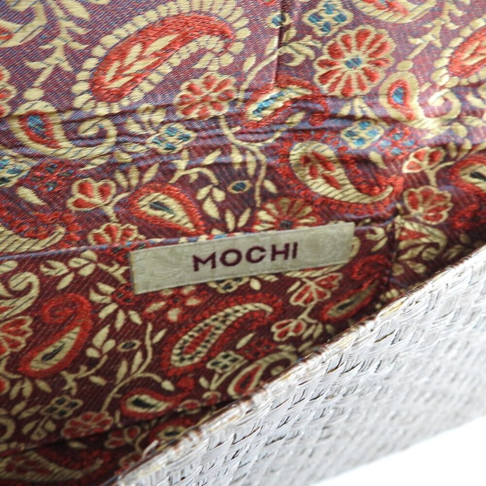 Vintage Mochi Bronze Wozen Embellished Straw Clutch Purse Bag Medallion Boho - Picture 6 of 10